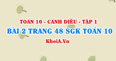 Bài 2 trang 48 SGK Toán 10 tập 1 Cánh Diều